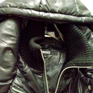 DKNY Puffer coat with hood, knee length, large